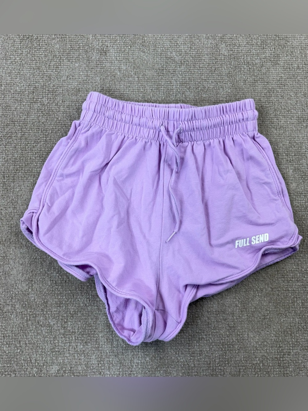 Nelk Boys Full Send Womens Purple High Rise Micro Mini Booty Shorts